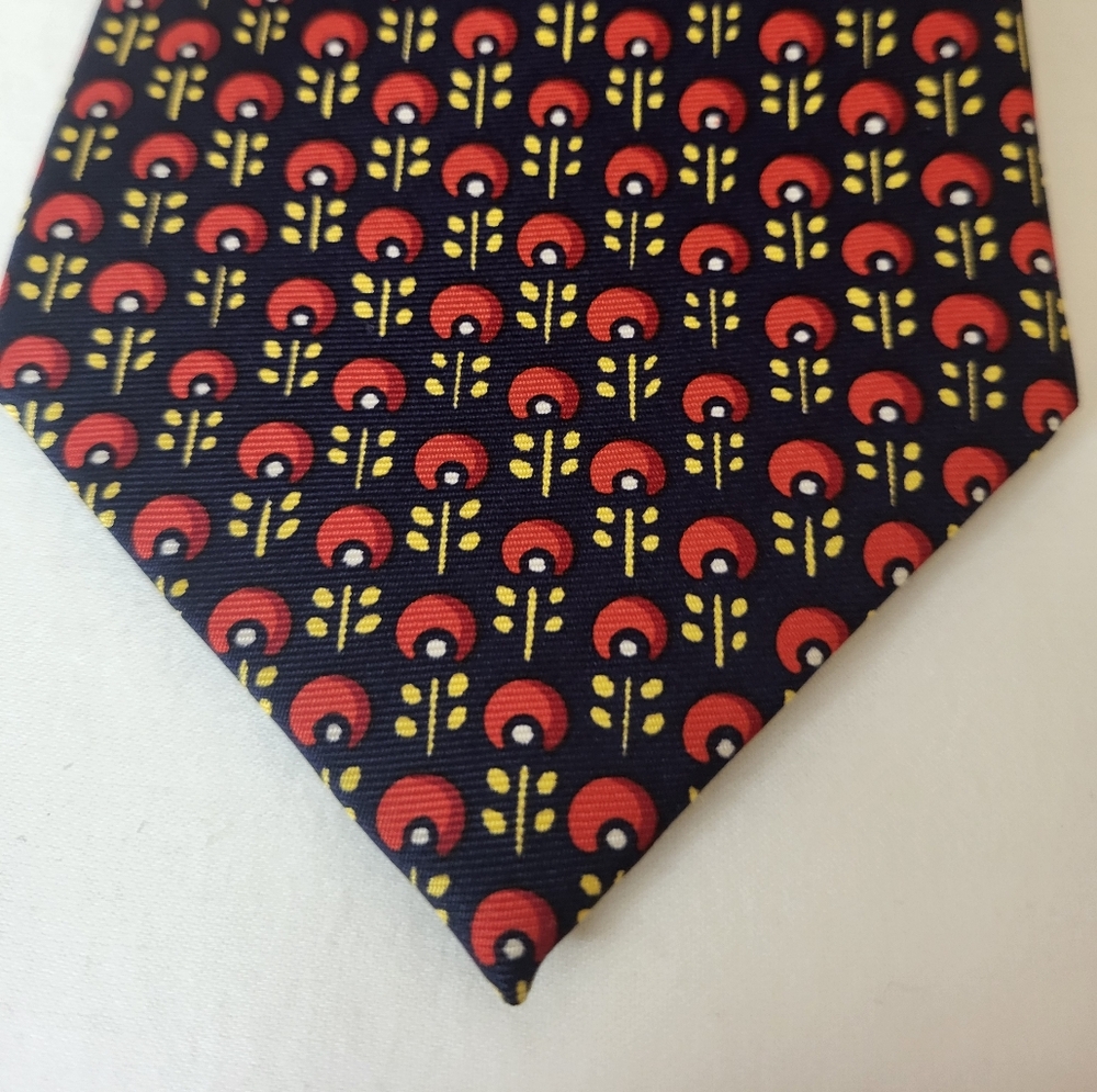 Vintage Burberry Silk Floral Print Necktie 1980s